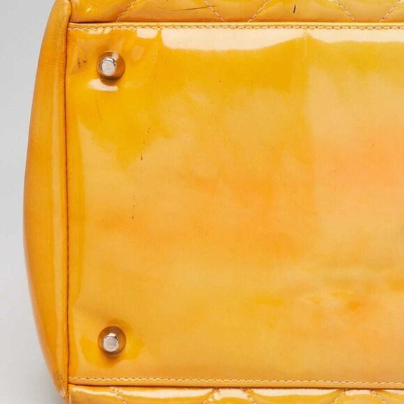 Chanel Yellow Quilted Patent Leather Large Frame Top Tote Bag - Picture 2 of 12